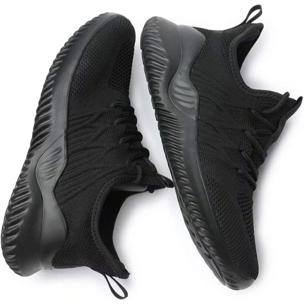 Women's Ladies Walking Running Shoes Slip On Lightweight Tennis Sneakers Black M